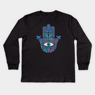 Colorful The Hand of Miriam Hamsa Kids Long Sleeve T-Shirt